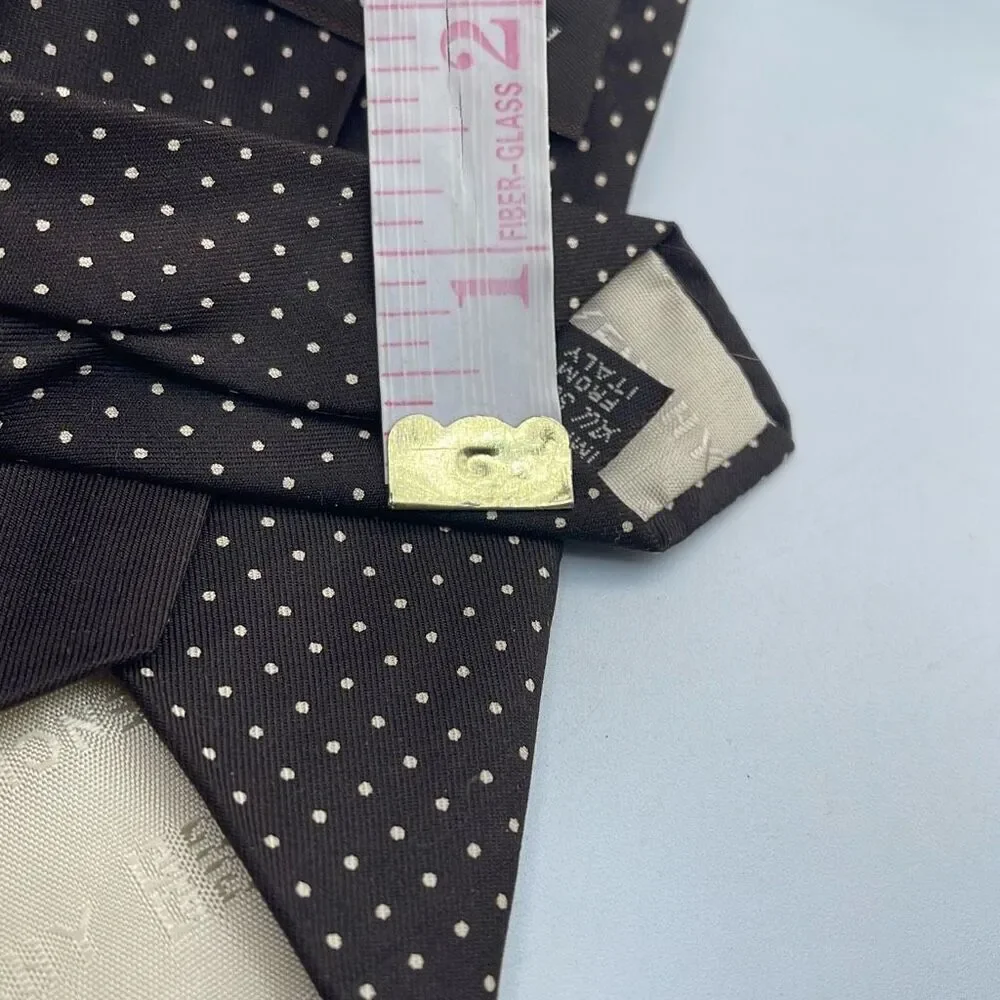 Vintage Givenchy brown tan polka dot neck tie.